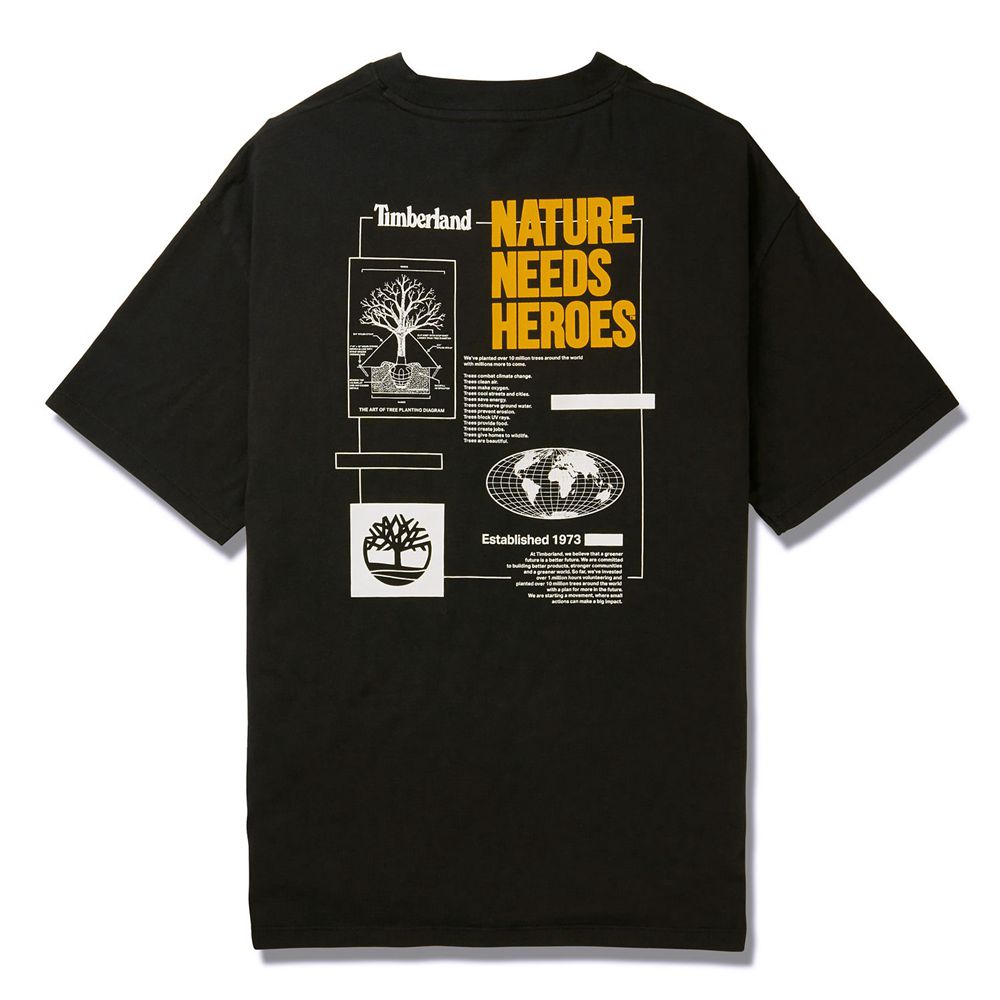 Timberland Μπλουζάκια Ανδρικα Μαυρα - Heritage Short-Sleeve Back-Print Graphic - Greece 2846915-QP